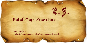 Mohápp Zebulon névjegykártya